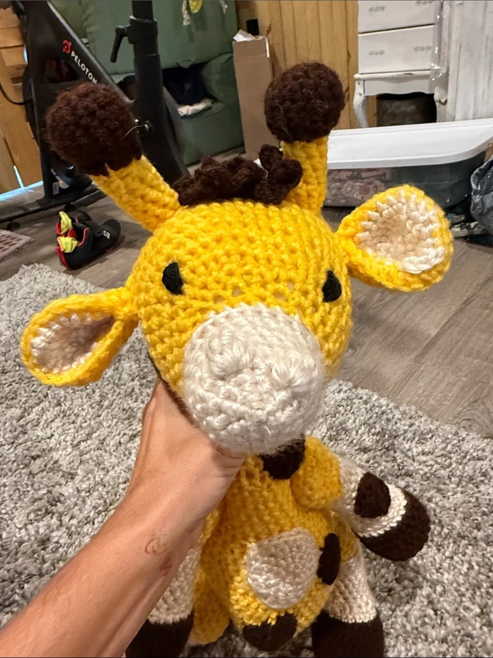 Handmade Yellow Crocheted Giraffe Plush Toy by